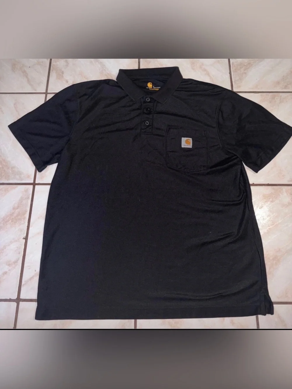 Carhartt Shirt Men's Black Polo Original Fit Short Sleeve Active Workwear size L